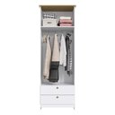 Ver imagem 3 de Guarda-Roupa Solteiro 2 Portas 2 Gavetas Americano 60cm Branco/Ipê - Decibal