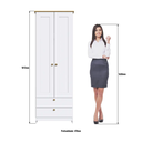 Ver imagem 6 de Guarda-Roupa Solteiro 2 Portas 2 Gavetas Americano 60cm Branco/Ipê - Decibal