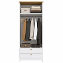 Ver imagem 3 de Guarda-Roupa Solteiro 60cm 2 Portas 2 Gavetas RP2220 Branco/Ipê - Decibal