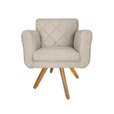 Ver imagem 2 de Jogo 2 Poltrona Decorativa Base Giratória De Madeira Salão Isabella Suede Bege - LM DECOR