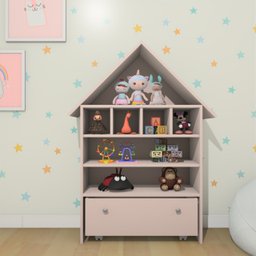 Casinha Nina Organizadora de Brinquedos 100% Mdf Rosa - 3