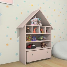 Casinha Nina Organizadora de Brinquedos 100% Mdf Rosa - 4