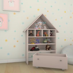 Casinha Nina Organizadora de Brinquedos 100% Mdf Rosa - 1