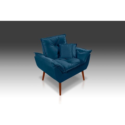 Poltrona Opala+ 2 Almofadas Suede Azul Marinho -modena Decor