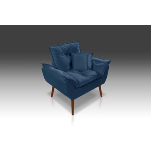 Poltrona Opala+ 2 Almofadas Suede Azul Marinho -modena Decor