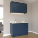 Ver imagem 1 de Cozinha Compacta Modulada 2 Peças 3 Portas 3 Gavetas Sevilha Azul/Órion/Cinza Argila