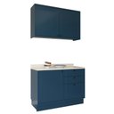 Ver imagem 3 de Cozinha Compacta Modulada 2 Peças 3 Portas 3 Gavetas Sevilha Azul/Órion/Cinza Argila