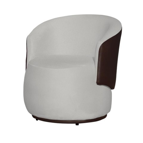 Poltrona Organica Recepção P/ Sala Aisha Corano Marrom e Suede Branco - Incasa Decor