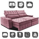 Ver imagem 3 de Sofá Retrátil e Reclinável 2,75m Cama inBox Big Puffer com SoftGel D40 Velupluma Rose