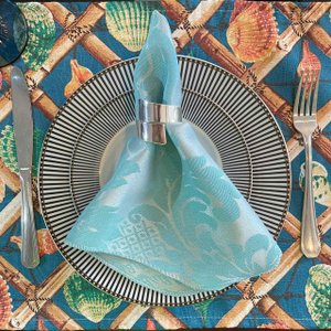 Kit 30 Guardanapo em Jacquard Azul Bebê 40x40cm - Atacado Sua Casa Decor