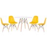 Mesa redonda Eames 100 cm + 4 cadeiras estofadas Eiffel Botonê - 1
