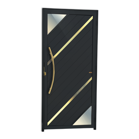Porta Lambril Oasis c/Puxador e. Super Preto Dourado 90 Brimak