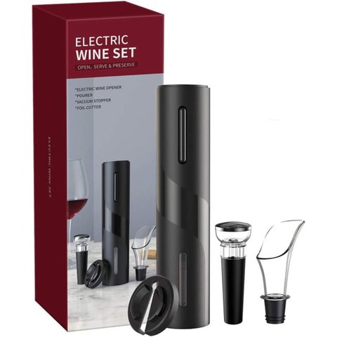 Kit Saca Rolhas - Abridor de Vinho Elétrico Automático com Cortador e Arejador - Recarregável