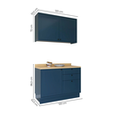 Ver imagem 4 de Cozinha Compacta Modulada 2 Peças Balcão com Tampo e 3 Gavetas 100% MDF Sevilha Azul Órion/Carvalho Nature