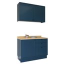 Ver imagem 3 de Cozinha Compacta Modulada 2 Peças Balcão com Tampo e 3 Gavetas 100% MDF Sevilha Azul Órion/Carvalho Nature