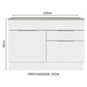Ver imagem 3 de Balcão Gabinete de Pia 120 cm 1 Portas e 2 Gavetas (Com Tampo) Branco Stella Madesa