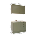 Ver imagem 4 de Cozinha Compacta Modulada 2 Peças Balcão com Tampo 3 Gavetas e Armário Aéreo em MDF Sevilha Verde Hill/Cinza Argila