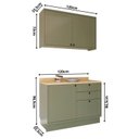 Ver imagem 4 de Cozinha Compacta Modulada 2 Peças 3 Portas 3 Gavetas Sevilha Verde/Hill/Carvalho Nature