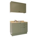 Ver imagem 3 de Cozinha Compacta Modulada 2 Peças 3 Portas 3 Gavetas Sevilha Verde/Hill/Carvalho Nature