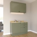 Ver imagem 1 de Cozinha Compacta Modulada 2 Peças 3 Portas 3 Gavetas Sevilha Verde/Hill/Carvalho Nature