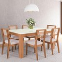 Ver mais imagens de Mesa Jantar 1,60m x 0,90m com 6 Cadeiras Encosto Tela 100% MDF Dalla Costa Cor:Off White com Freij