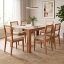 Ver imagem 1 de Mesa Jantar 1,60m x 0,90m com 6 Cadeiras Encosto Tela 100% MDF Dalla Costa Cor:Off White com Freij