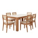 Ver imagem 7 de Mesa Jantar 1,60m x 0,90m com 6 Cadeiras Encosto Tela 100% MDF Dalla Costa Cor:Off White com Freij