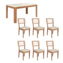 Ver imagem 2 de Mesa Jantar 1,60m x 0,90m com 6 Cadeiras Encosto Tela 100% MDF Dalla Costa Cor:Off White com Freij