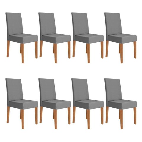Kit 8 Cadeiras de Jantar Josi MDF Suede Cinza Pallazio