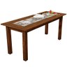 Mesa De Jantar Com Cerâmica Rústica 02 Bancos De Madeira Maciça Pinus 200cm W02 Imbuia - Lyam Decor  - 3