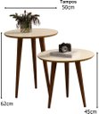 Ver imagem 1 de Mesa Lateral e Apoio Redonda Pés Palito Cores Variadas - Comprar Moveis em Casa: Off White / Freijó