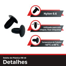 Rebite de Plástico Rb 48 Preto Pacote com 500 Un - 5