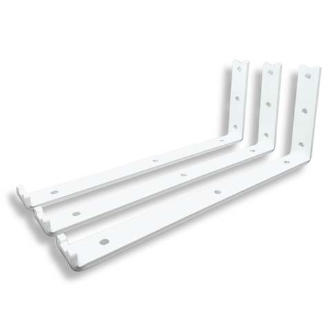 Kit 3 Suportes Mão Francesa em L 30cm para Prateleira Design Moderno Aço Robusto Branco
