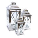 Ver imagem 1 de Kit Lanterna Marroquina 3pçs Aço Inoxidável Vidro Luxo 52x23