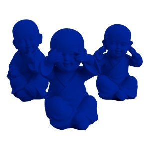 Kit Trio Buda 3d Decoração Cego Surdo Mudo Paz Harmonia - Azul