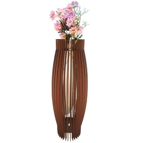 Vaso de Chão Decorativo Grande Obelisco Mdf:marrom