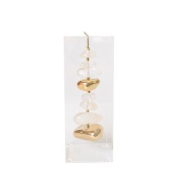 Caixa de Acrílico Decorativa com Pedras Quartzo Cristal Rolado M - 1