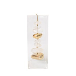 Caixa de Acrílico Decorativa com Pedras Quartzo Cristal Rolado M