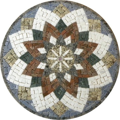 Mandala Indiana Piso Mosaico Árabe 100cm