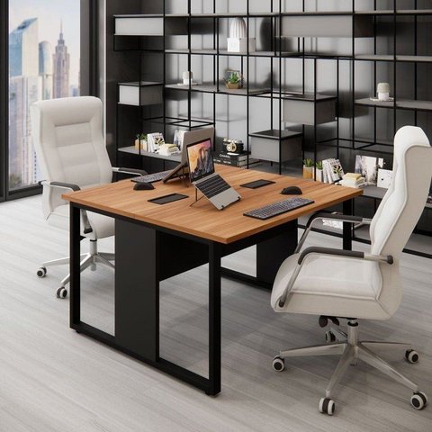 Plataforma de Trabalho Escritório 2 Lugares 1,20m com 2 Caixas de Tomadas Industrial Executive F5 Ma