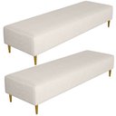 Ver imagem 1 de Kit 02 Puffs Decorativo Sala de Estar Bali W01 Pés Palito 210x60cm Linho Cru - Lyam Decor