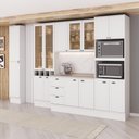 Ver imagem 1 de Cozinha Milla Clara Style 15 Portas 3 Gavetas MDF 350cm Branca Móveis Carraro
