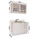 Ver imagem 4 de Cozinha Compacta Modulada com Vidro 2 Peças 3 Portas 3 Gavetas Sevilha Branco/Ártico/Cinza Argila