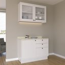 Ver imagem 1 de Cozinha Compacta Modulada com Vidro 2 Peças 3 Portas 3 Gavetas Sevilha Branco/Ártico/Cinza Argila