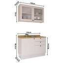Ver imagem 4 de Cozinha Compacta Modulada com Vidro 2 Peças 3 Portas 3 Gavetas Sevilha Branco/Ártico/Carvalho Nature