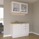 Ver imagem 1 de Cozinha Compacta Modulada com Vidro 2 Peças 3 Portas 3 Gavetas Sevilha Branco/Ártico/Carvalho Nature