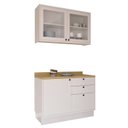 Ver imagem 3 de Cozinha Compacta Modulada com Vidro 2 Peças 3 Portas 3 Gavetas Sevilha Branco/Ártico/Carvalho Nature