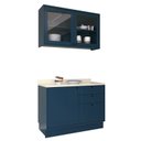 Ver imagem 3 de Cozinha Compacta Modulada com Vidro 2 Peças 3 Portas 3 Gavetas Sevilha Azul/Órion/Cinza Argila