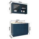 Ver imagem 4 de Cozinha Compacta Modulada com Vidro 2 Peças 3 Portas 3 Gavetas Sevilha Azul/Órion/Cinza Argila