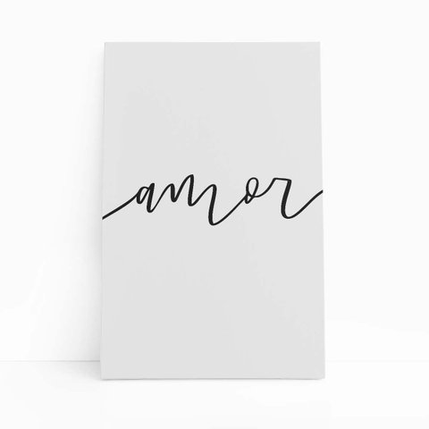 Amor Palavra Cursiva Minimalista Quadro Canvas 120x80cm